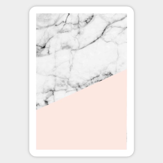 Real White Marble Half Salmon Pink Sticker by fivemmPaper